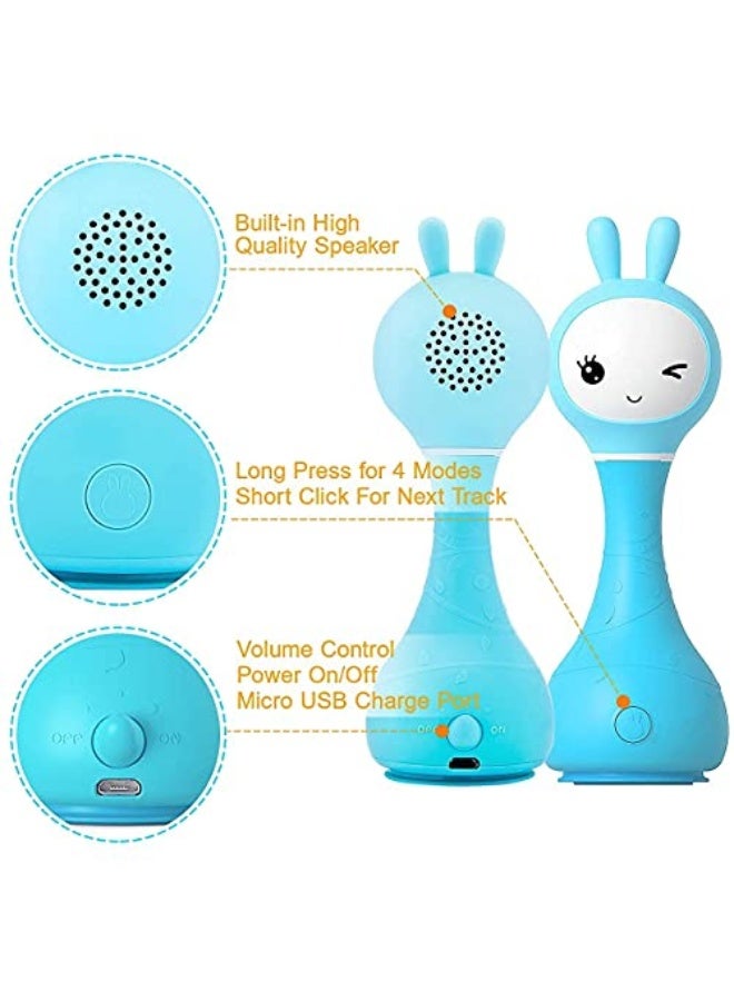 شكل أرنب الرضع الخشخاش الإلكتروني والمضغ ، 9 أنواع من الألعاب التعليمية مع الموسيقى والأضواء لمدة 0-6-12 شهرًا ، هدية للأطفال حديثي الولادة والبنات والفتيان الصغار - Image 3