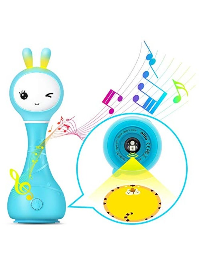 شكل أرنب الرضع الخشخاش الإلكتروني والمضغ ، 9 أنواع من الألعاب التعليمية مع الموسيقى والأضواء لمدة 0-6-12 شهرًا ، هدية للأطفال حديثي الولادة والبنات والفتيان الصغار - Image 1