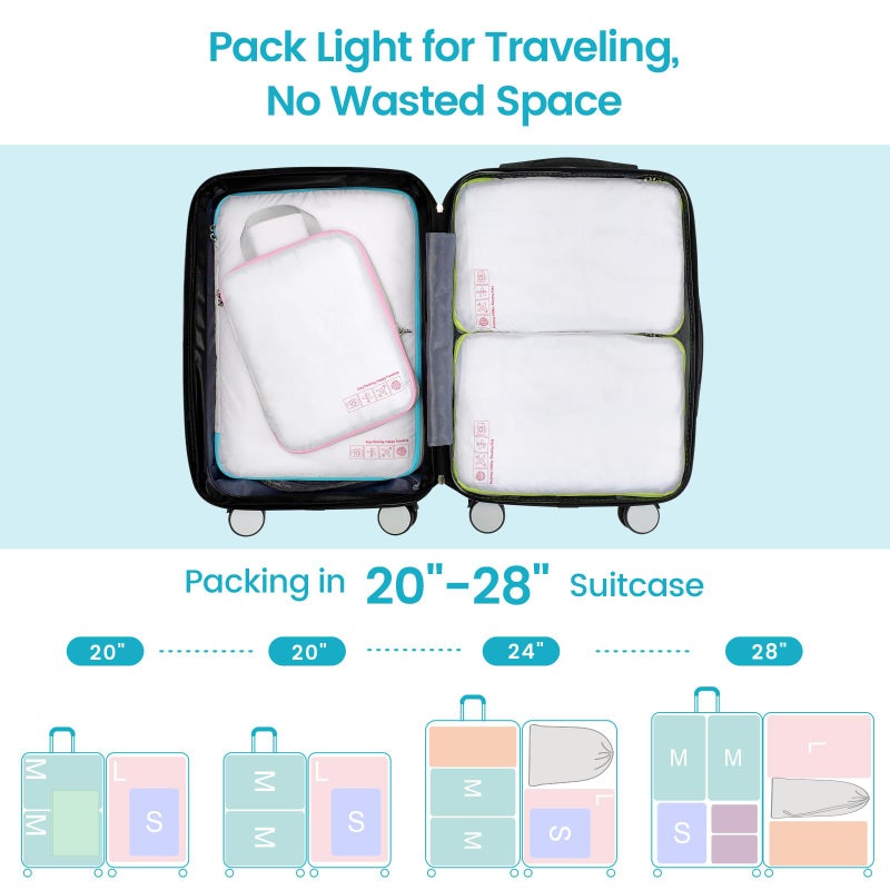 Cambond Compression Packing Cubes for Travel Women - 4 Pack Lightweight Expandable Luggage Packing Organizers Travel Essentials Accassories Bags Compression Cubes for Carry on Suitcases, White - Image 5