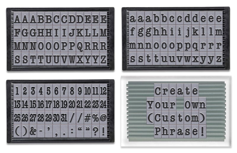 Contact Crafts PEGZ Alphabet Letters American Typewriter Font 96 Uppercase, 96 Lowercase, 48 Numbers & Symbols, 245 pc Stamp Kit Bundle - Image 2