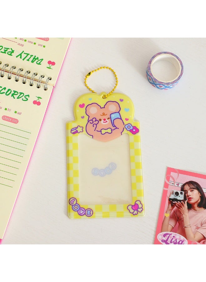 NIBEMINENT 1 - Piece Girl Cartoon Animal Gauze Kpop Photo Card Holder Pendant Key Chain ID Badge Holder ID Card Holder Photo Card Protector for School ID Office ID Access Card for Women Girls - Image 1