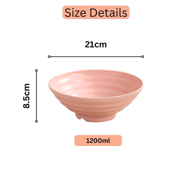 HENIJ® 8.3” Unbreakable Cereal Bowls Set, Wheat Straw Fiber Rice Bowls for Cereal, Salad, Soup, Ramen, Oatmeal Apply to Kitchen, Dishwasher & Microwave Safe, Random, Pack of 4 - Image 3