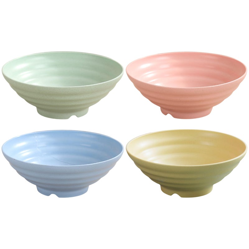 HENIJ® 8.3” Unbreakable Cereal Bowls Set, Wheat Straw Fiber Rice Bowls for Cereal, Salad, Soup, Ramen, Oatmeal Apply to Kitchen, Dishwasher & Microwave Safe, Random, Pack of 4 - Image 1