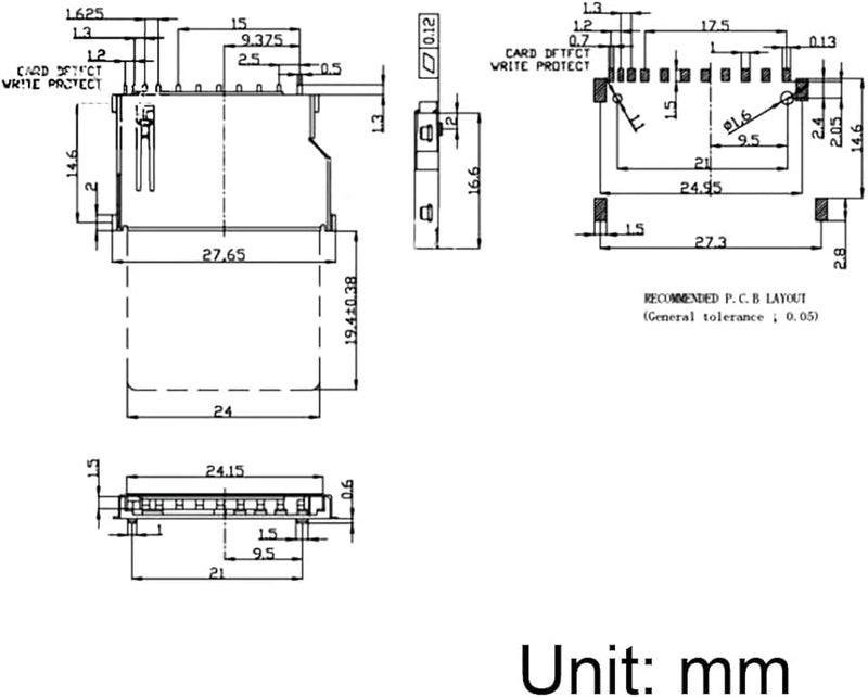 مقبس بطاقة ذاكرة SD جسم قصير 11 دبوس موصل تركيب ثنائي الفينيل متعدد الكلور 10 قطع - Image 3