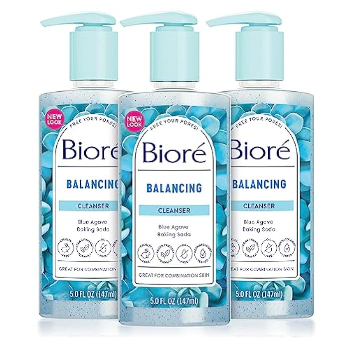 Bioré Balancing Face Wash, Cleanser For Combination Skin, PH Balanced Face Cleanser, Vegan, Cruelty Free 6.77 Oz, Pack of 3 - Image 1