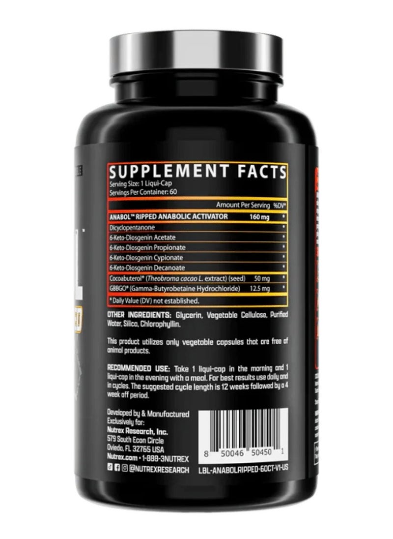 Nutrex Research Anabol Ripped 60 Liquid Caps: Your Shortcut to a Ripped Physique  - Image 2
