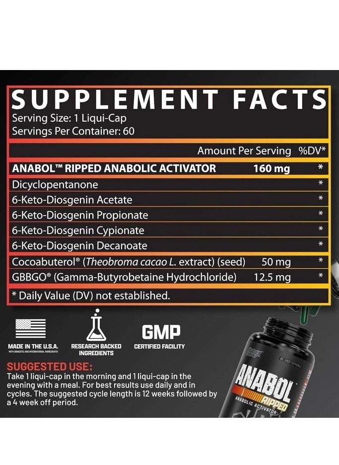 Nutrex Research Anabol Ripped 60 Liquid Caps: Your Shortcut to a Ripped Physique  - Image 3