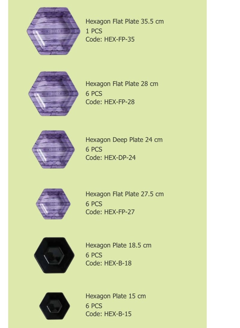 Diamond Home طقم عشاء ميلامين هيكسا 31 ق خشبي اخضر * اسود - Image 2