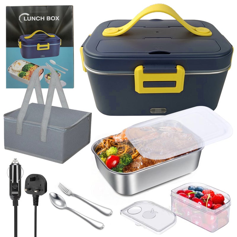 1.8L Electric Lunch Box Heated Lunch Box 75W Car Home Dual Use with Removable Stainless Steel Container Spoon Storage Carry Bag - Image 1