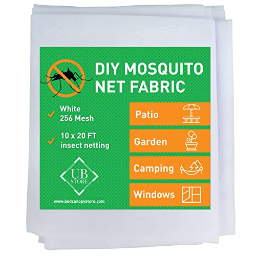 UB-STORE White DIY Mosquito Net Fabric | 10x20 FT Netting | Insect Cover for Garden, Patio, Outdoor & Windows | Multiple Sizes in Black, White & Green | Raised Bed Screen Mesh Barrier - Image 1