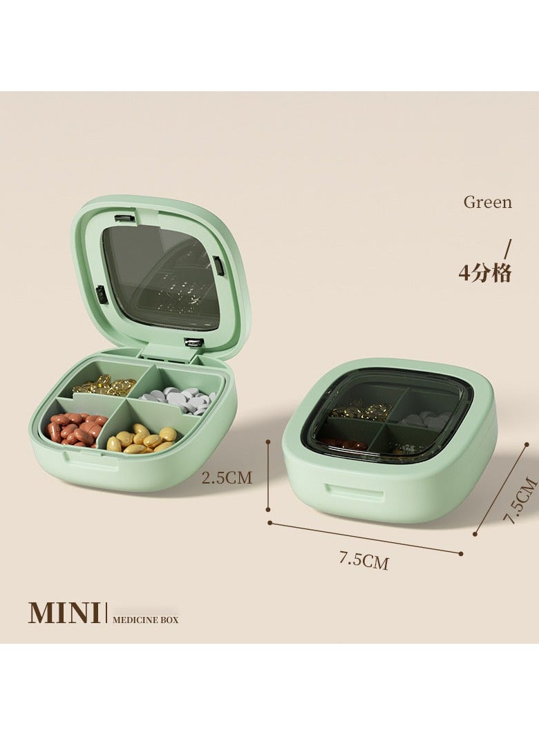 Generic 4 Compartments Portable Pill Box Travel Pill Organizer, Everyday Pill Organizer, Folding Design Pill Box for Wallet Pocket for Vitamins, Cod Liver Oil, Supplements and Medication - Image 1