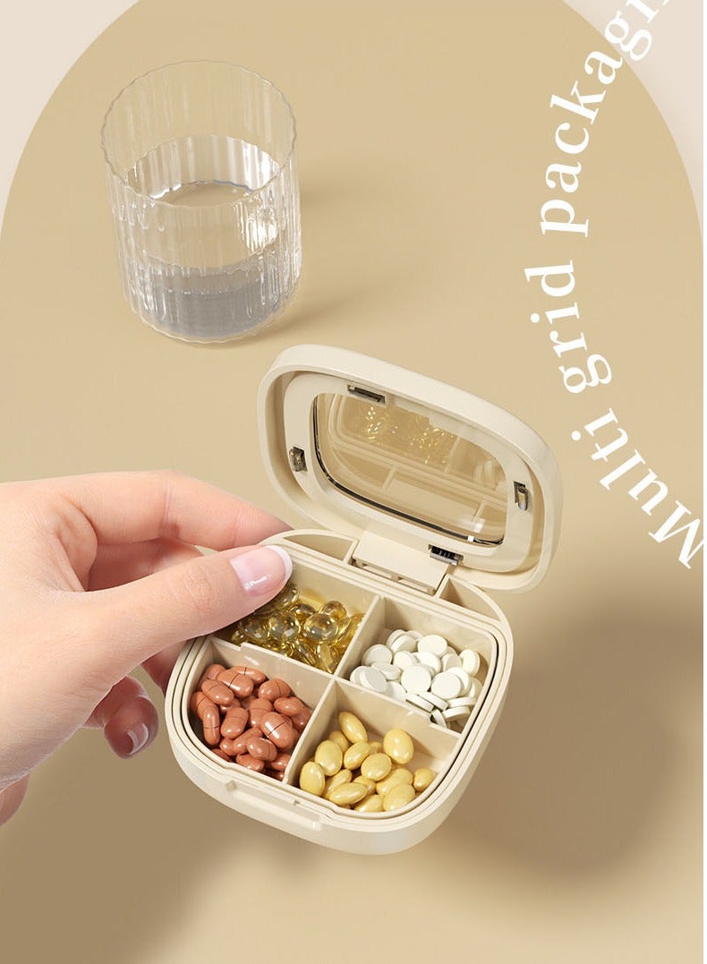 Generic 4 Compartments Portable Pill Box Travel Pill Organizer, Everyday Pill Organizer, Folding Design Pill Box for Wallet Pocket for Vitamins, Cod Liver Oil, Supplements and Medication - Image 2