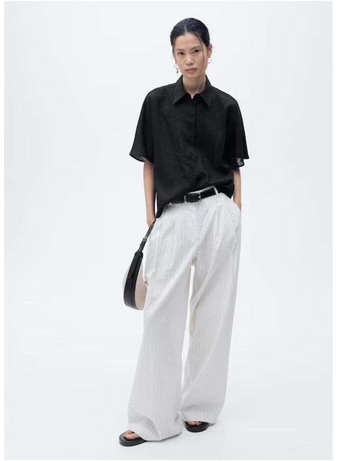 MANGO Short Sleeve Linen-Blend Shirt  - Image 4