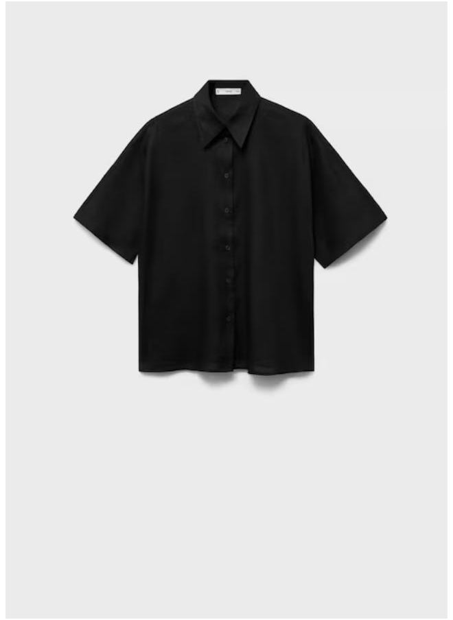 MANGO Short Sleeve Linen-Blend Shirt  - Image 5