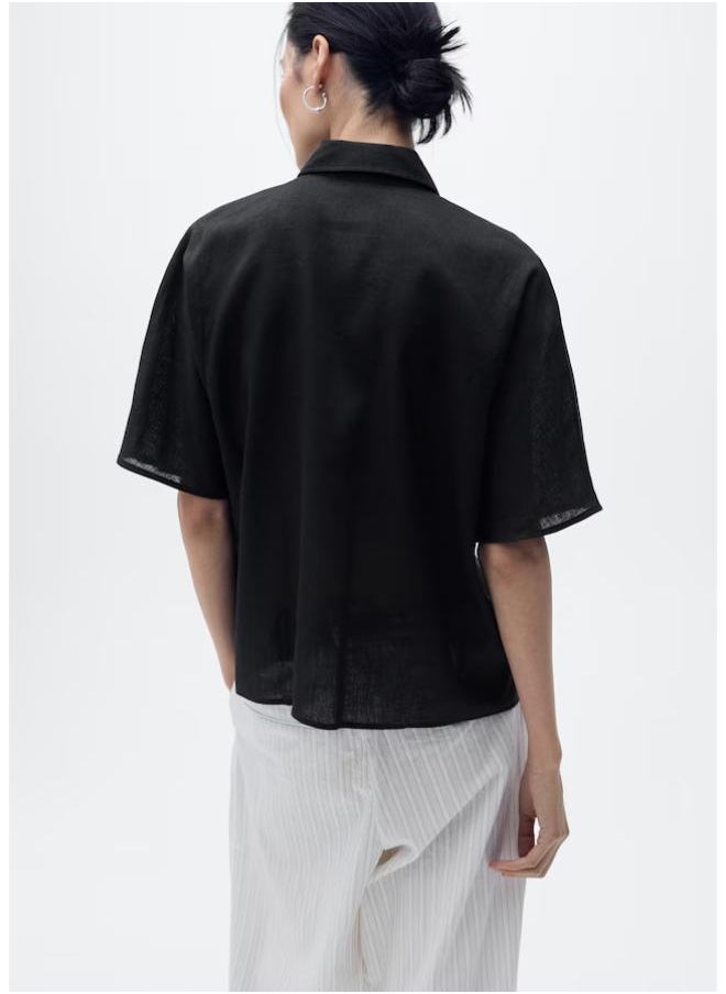 MANGO Short Sleeve Linen-Blend Shirt  - Image 2