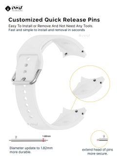 INEIX Silicone Replacement Strap For Samsung Watch 4 Classic 42/46 mm White  - Image 3