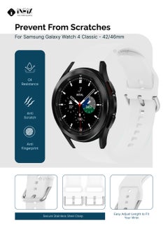 INEIX Silicone Replacement Strap For Samsung Watch 4 Classic 42/46 mm White  - Image 2