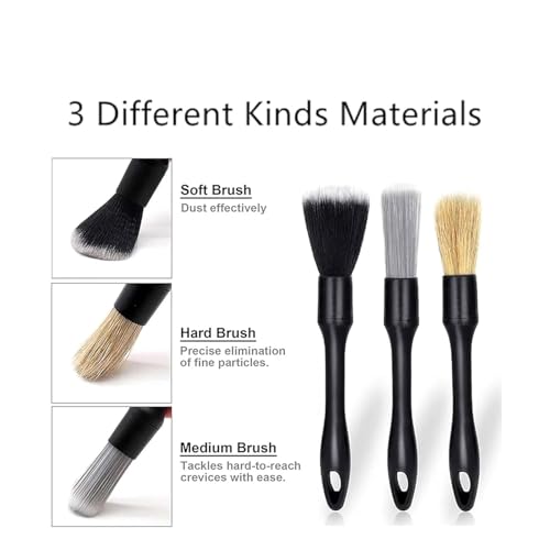 SWAMINE Car Detailing Brush Set of 5 Premium - for Car Cleaning, Car Wash Interior and Exterior Cleaning. Soft bristles, Multy Purpose Dashboard Cleaning, Ac Vent Cleaning (Car Detailing Brush Set of 5) - Image 4