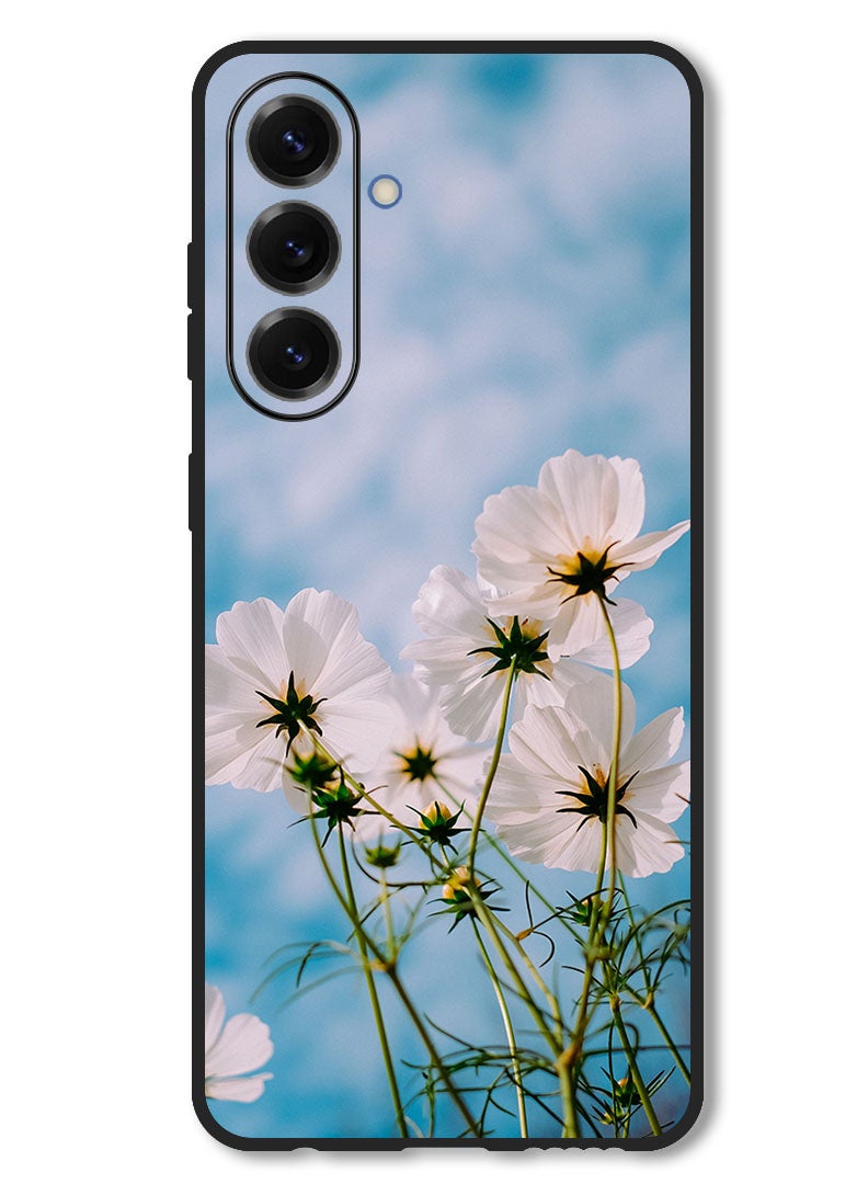 Theodor Case Compatible with Samsung Galaxy F56 6.74 Inch Protection Shockproof Bumper Cover cosmos_flowers_white - Image 1