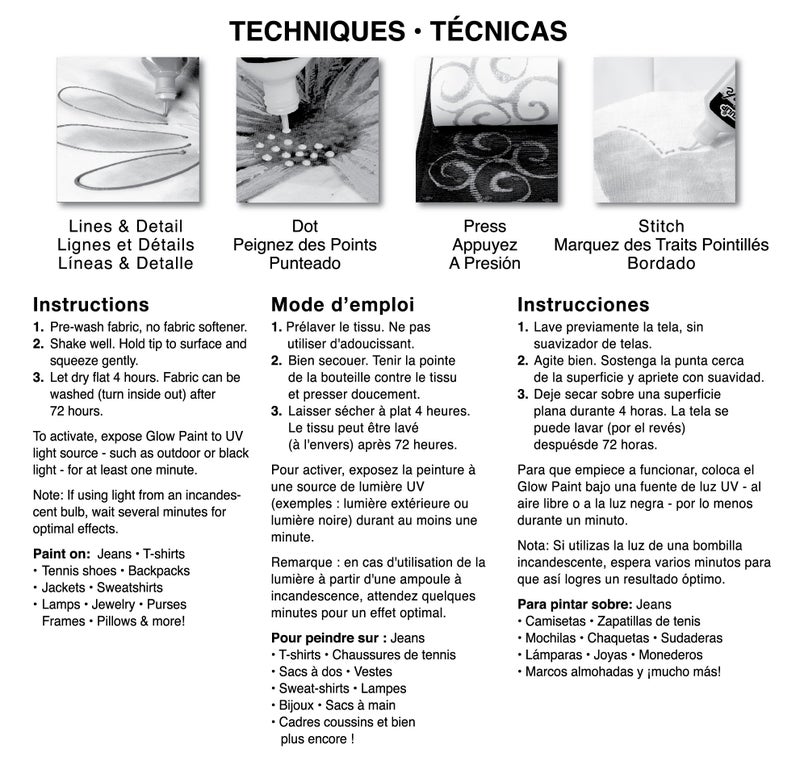 TULIP Dimensional Glow Fabric Paint, 6-Pack, Glow, Multi Color (29025) - Image 2