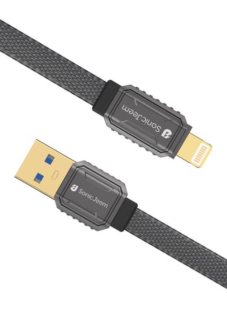 SONIC JEEM Sonic Game 3.0A USB-LIGHTNING Charging Cable, Gold-Plated Smart Chip, 1m, Black, Made for Android, iPhone, iPad, and iPod - Image 2