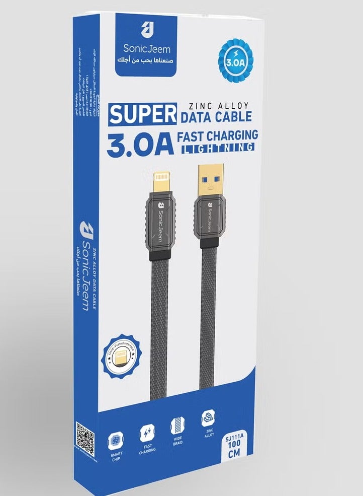 SONIC JEEM Sonic Game 3.0A USB-LIGHTNING Charging Cable, Gold-Plated Smart Chip, 1m, Black, Made for Android, iPhone, iPad, and iPod - Image 4