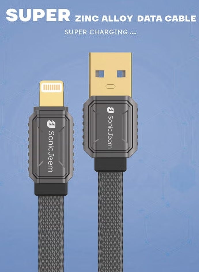 SONIC JEEM Sonic Game 3.0A USB-LIGHTNING Charging Cable, Gold-Plated Smart Chip, 1m, Black, Made for Android, iPhone, iPad, and iPod - Image 3