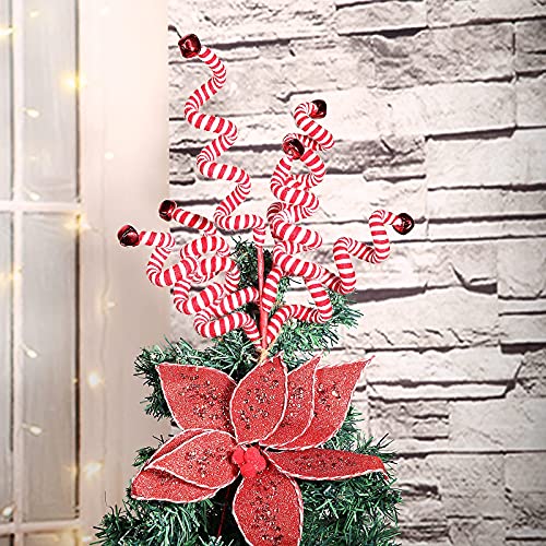 ZHANYIGY 4PC Set Red/White Christmas Tree Decoration Woolen Bells Curly Pick, Christmas Ornaments Home Office Party - Image 5
