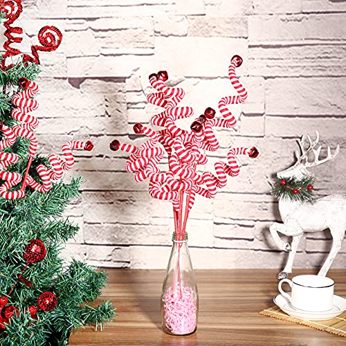 ZHANYIGY 4PC Set Red/White Christmas Tree Decoration Woolen Bells Curly Pick, Christmas Ornaments Home Office Party - Image 4