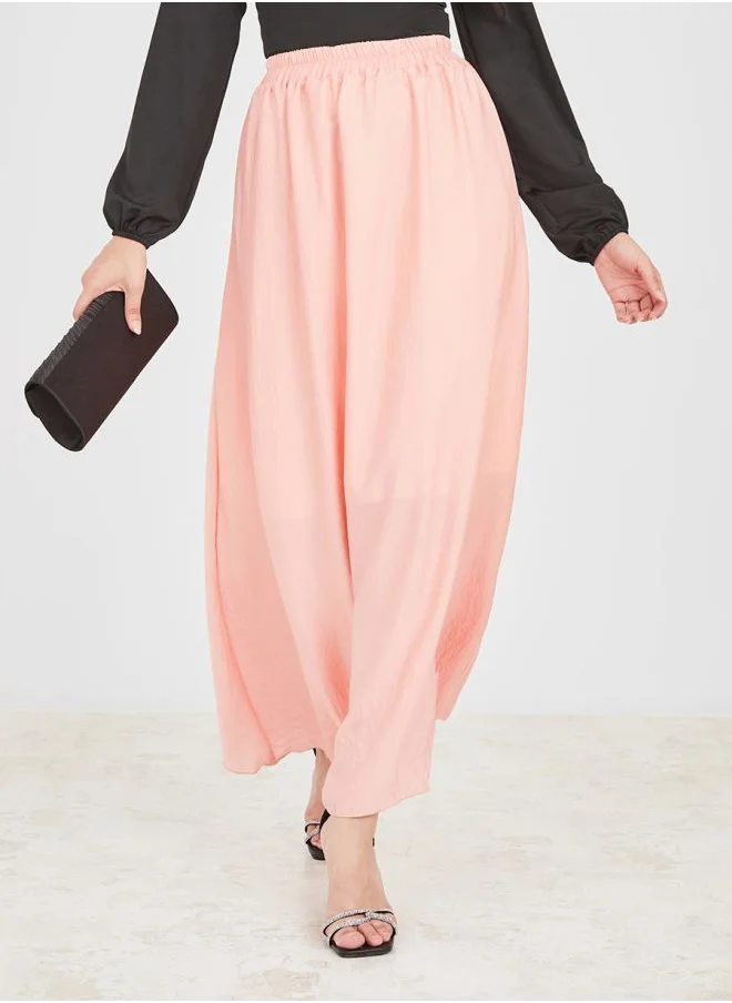 Styli High Rise Satin A-Line Maxi Skirt