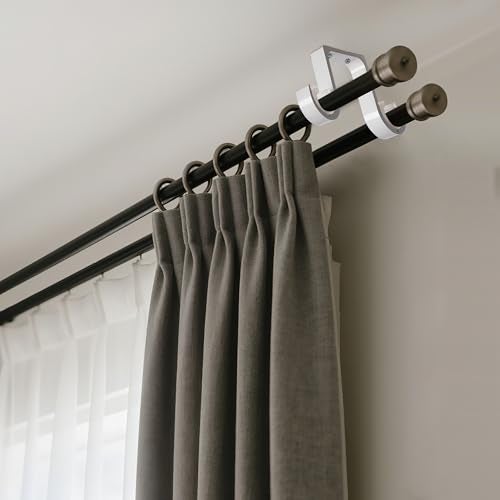 AddGrace Heavy Duty Double Curtain Rod Holders 4 Pack-Ceiling Curtain Rod Brackets Drilled Aluminum Alloy for Bedroom Living Room（White） - Image 4