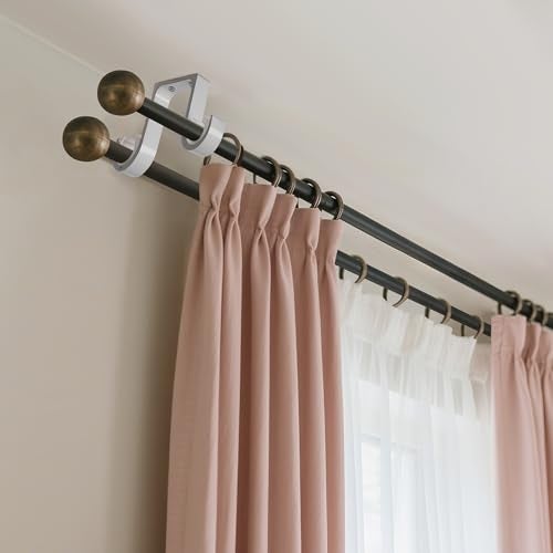 AddGrace Heavy Duty Double Curtain Rod Holders 4 Pack-Ceiling Curtain Rod Brackets Drilled Aluminum Alloy for Bedroom Living Room（White） - Image 5