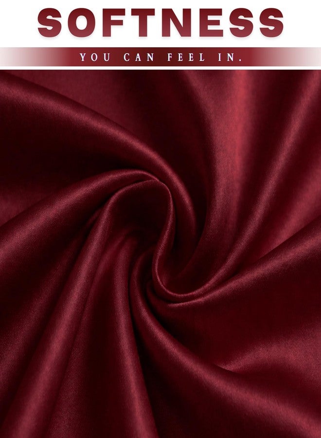 VAS COLLECTIONS Satin Bedsheet King Size (108 x 108 Inches) | 300 TC Ultra Soft Silky Smooth Satin Bed Sheet with 2 Pillow Covers | Luxury Satin Bedsheets for Double Bed (Rose Red) - Image 2