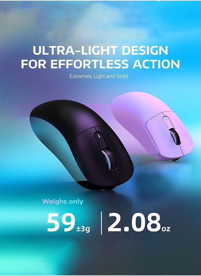 هجوم القرش X3PRO ماوس ألعاب لاسلكي خفيف الوزن مع وضع ثلاثي (سلكي / 2.4 جيجا هرتز / بت) ، مستشعر بصري باو 3395 ، 26 كيلو نقطة في البوصة ، بطارية طويلة ، أزرار قابلة للبرمجة لـ وين 11 / إكس بوكس / بس / ماك (أسود)  - Image 3