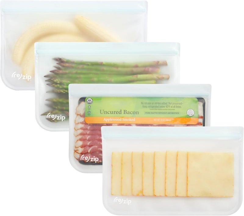 re zip Half Gallon Reusable Storage Bags  BPAFree Leak proof Airtight 100 FoodGrade for Lunch Meat Food Storage and Freezer Use 64 Ounces  4Pack