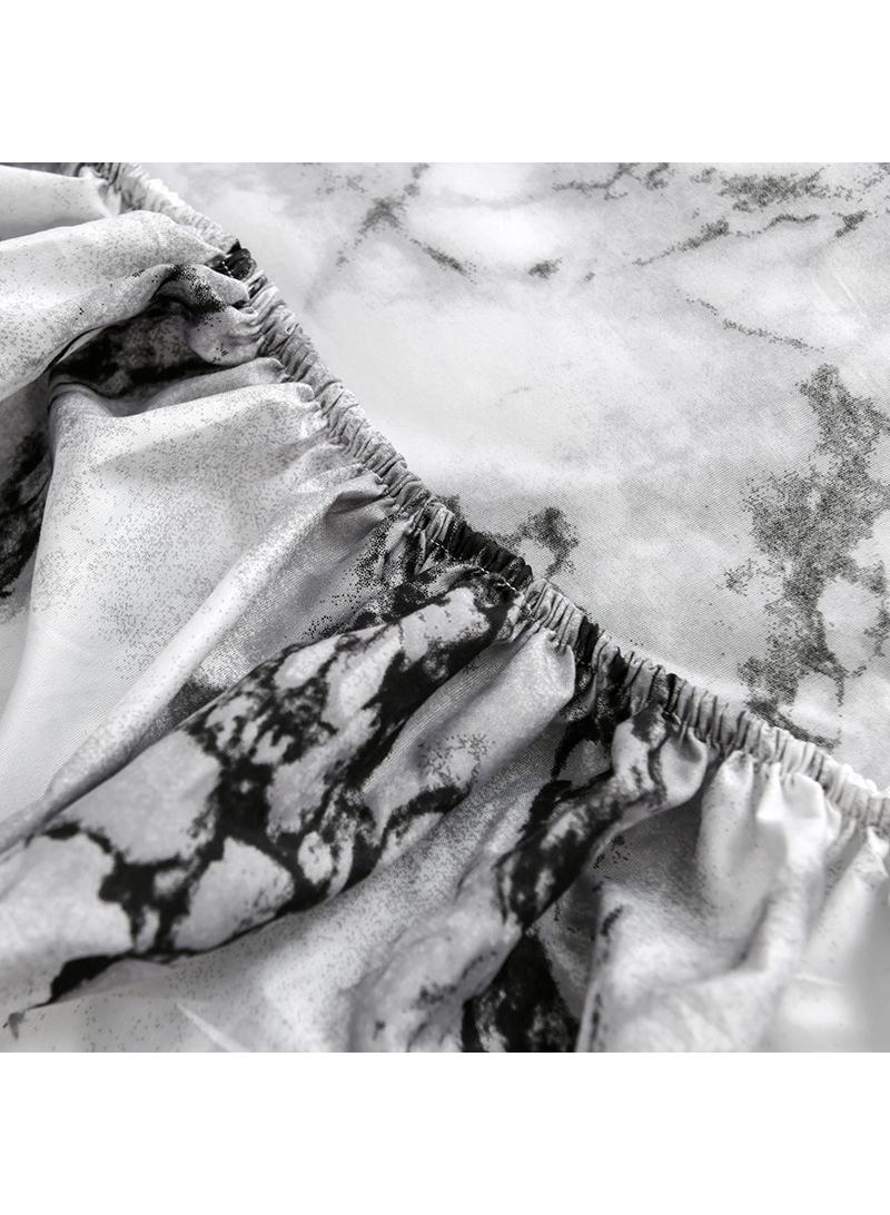 Y&D 3-Piece Marble Patterned Bed Sheets Mattresses Breathable Mattress Cover  - Image 3