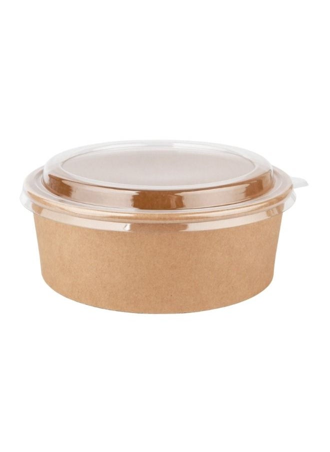 YASHTECH 1300 ML Eco-friendly Kraft Brown Round Salad Bowl with Lid Leakproof Food Containers for Cold/Hot Food Pack of 50 Pcs  - Image 1