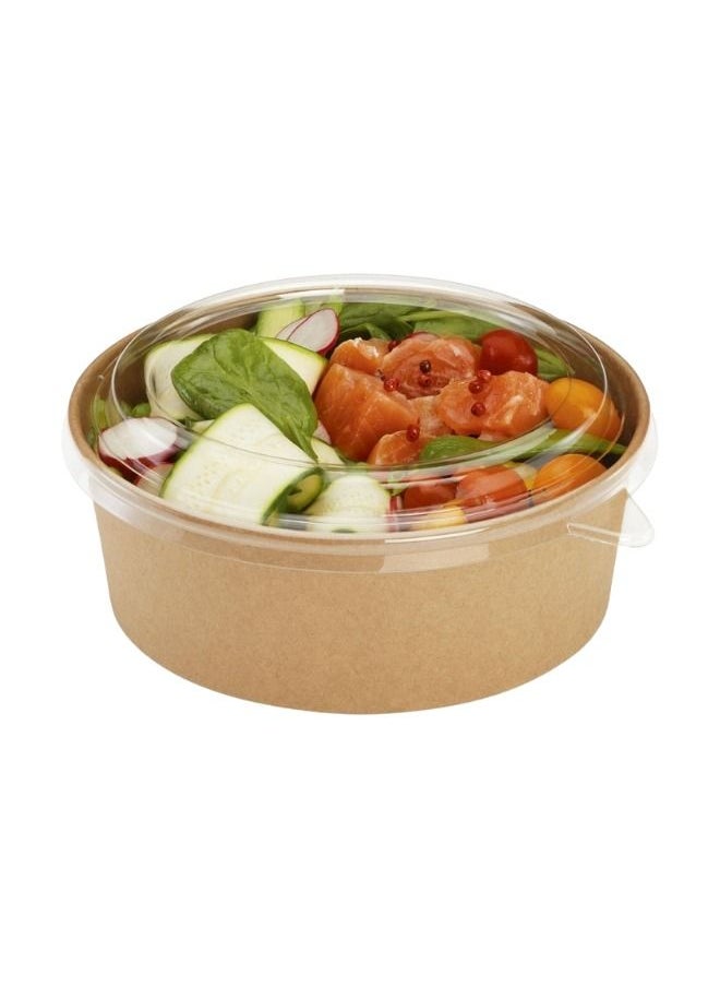 YASHTECH 1300 ML Eco-friendly Kraft Brown Round Salad Bowl with Lid Leakproof Food Containers for Cold/Hot Food Pack of 50 Pcs  - Image 2