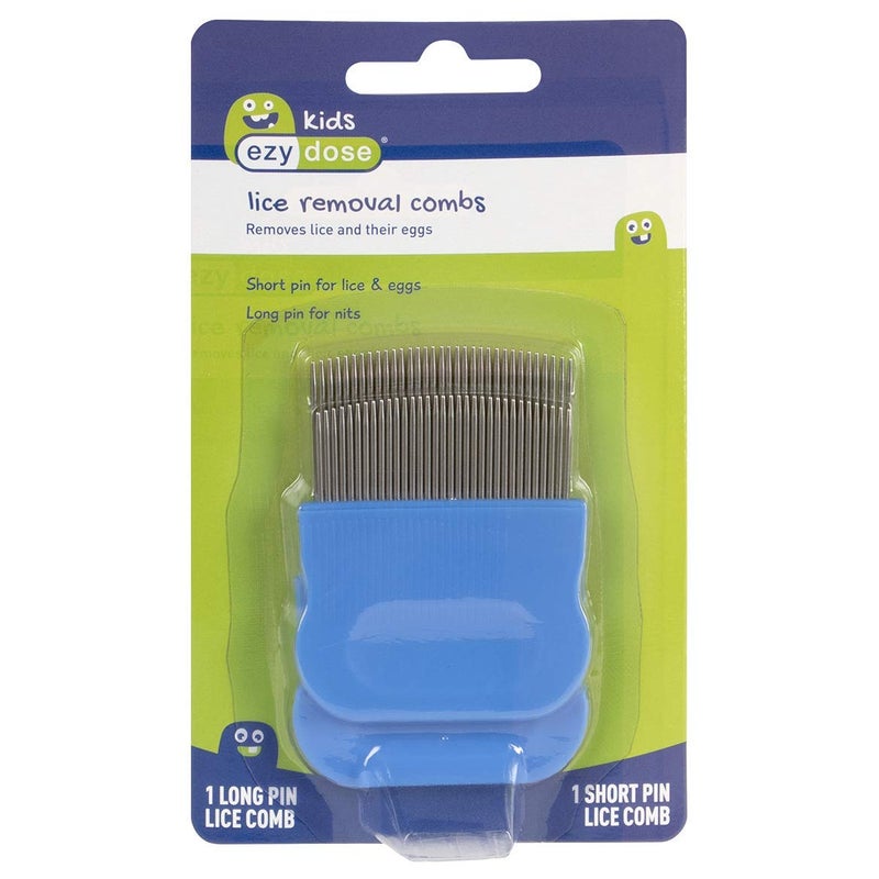 Ezy Dose Kids Lice and Eggs Comb | Hair Care for Baby, Toddler, Adult | Stainless Steel Pin Teeth | Pack of 2 (Short/Long) - Image 2