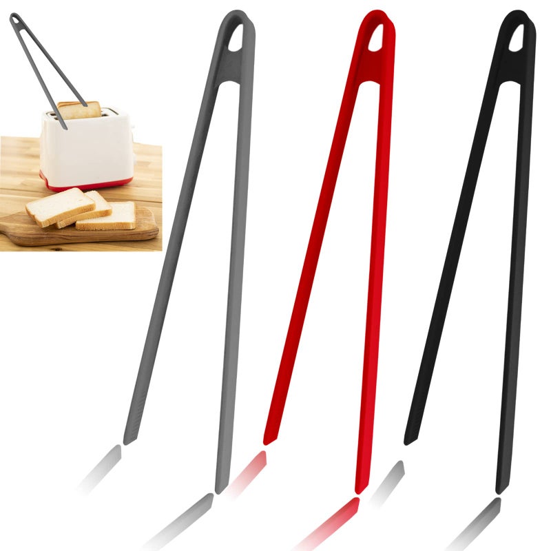 Sunenlyst 3PCS Silicone Toast Tongs 118Inch Long BBQ Grilling Tongs for Toaster Pan Fried Steak Barbecue and Salad
