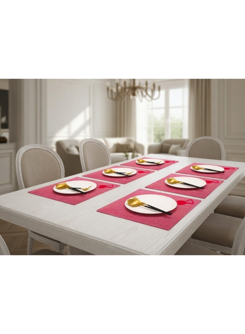 6 PC PLACE MAT RED 6 PC 38*54 - Image 1