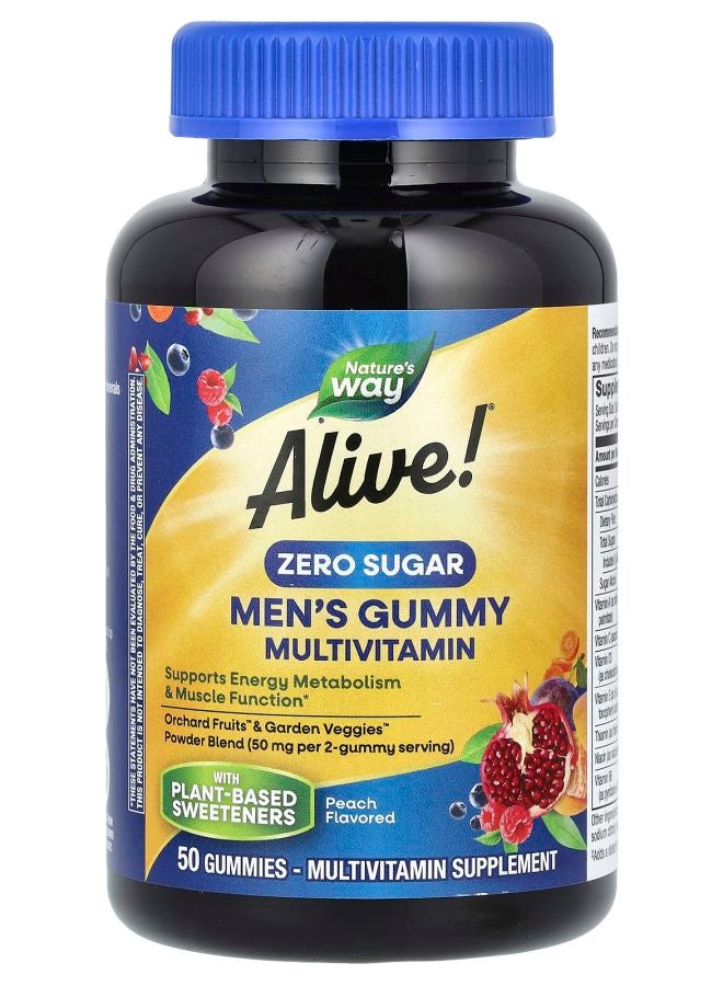 Nature's Alive! Men's Gummy Multivitamin Zero Sugar Peach 50 Gummies 