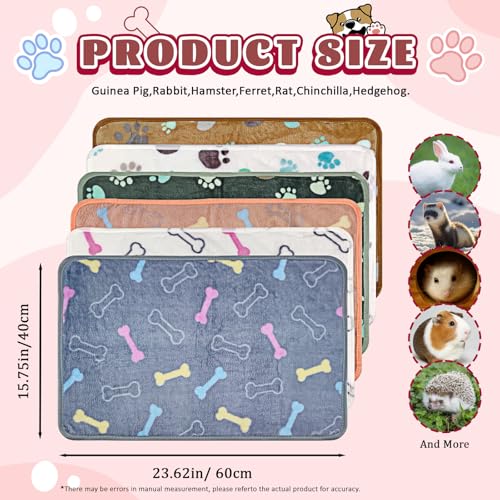 YedsIntu 6 Pcs Washable Guinea Pig Blankets Absorbent Small Animal Fleece Bedding Cage Liners Reusable Pet Pee Pad Sleep Mat Pad Cover for Hamster Ferret Rabbit Chinchilla Hedgehog Grey 16 x 24 - Image 3