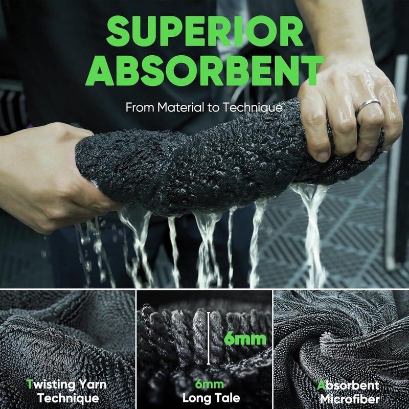 KKV 2-Pack Extra Large Microfiber Car Drying Towels (35" x 24") - Ultra Absorbent, Streak-Free, Scratch-Free - Image 4