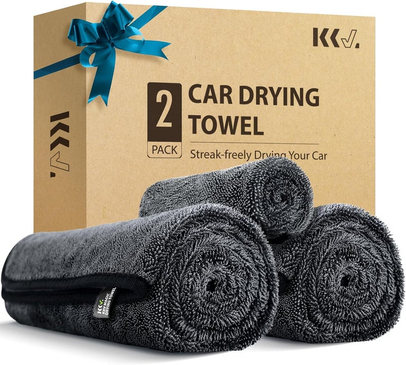 KKV 2-Pack Extra Large Microfiber Car Drying Towels (35" x 24") - Ultra Absorbent, Streak-Free, Scratch-Free - Image 1