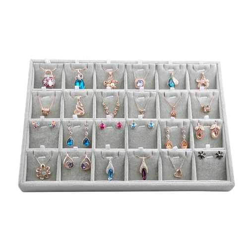 Oirlv Velvet Jewelry Tray 24 Grid liner Pendant Earrings Organizer Storage Trays Showcase Display Jewelry Holder - Image 1