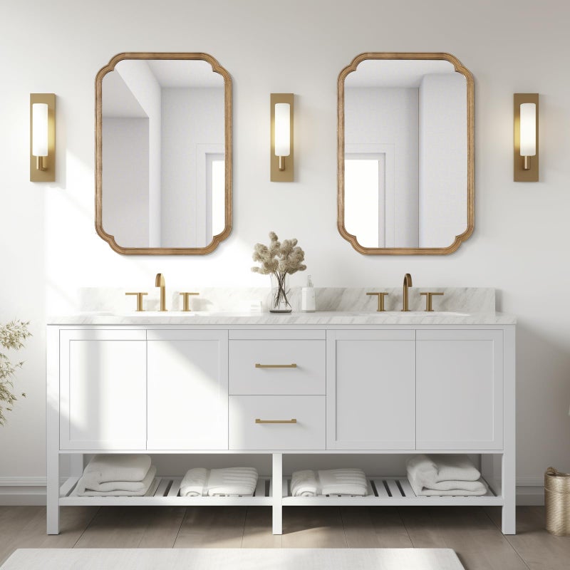 WallBeyond 24" x 36" Rounded Corner Arch Wall Mirror with Wood Frame for Entryway, Living Room or Bedroom Home Decor - Light Woodgrain, Honey-Colored - Image 2