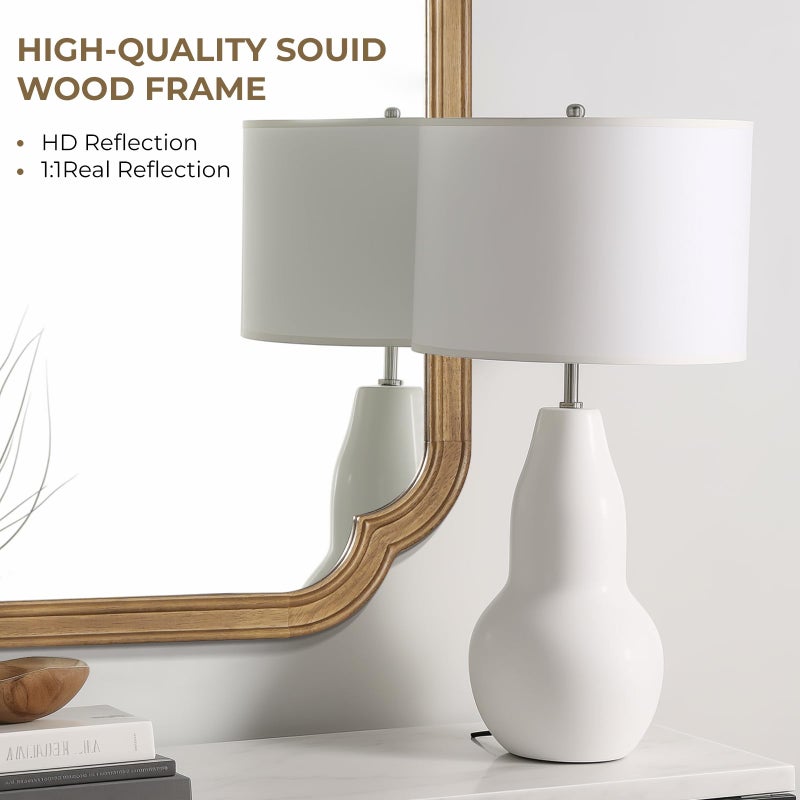 WallBeyond 24" x 36" Rounded Corner Arch Wall Mirror with Wood Frame for Entryway, Living Room or Bedroom Home Decor - Light Woodgrain, Honey-Colored - Image 5