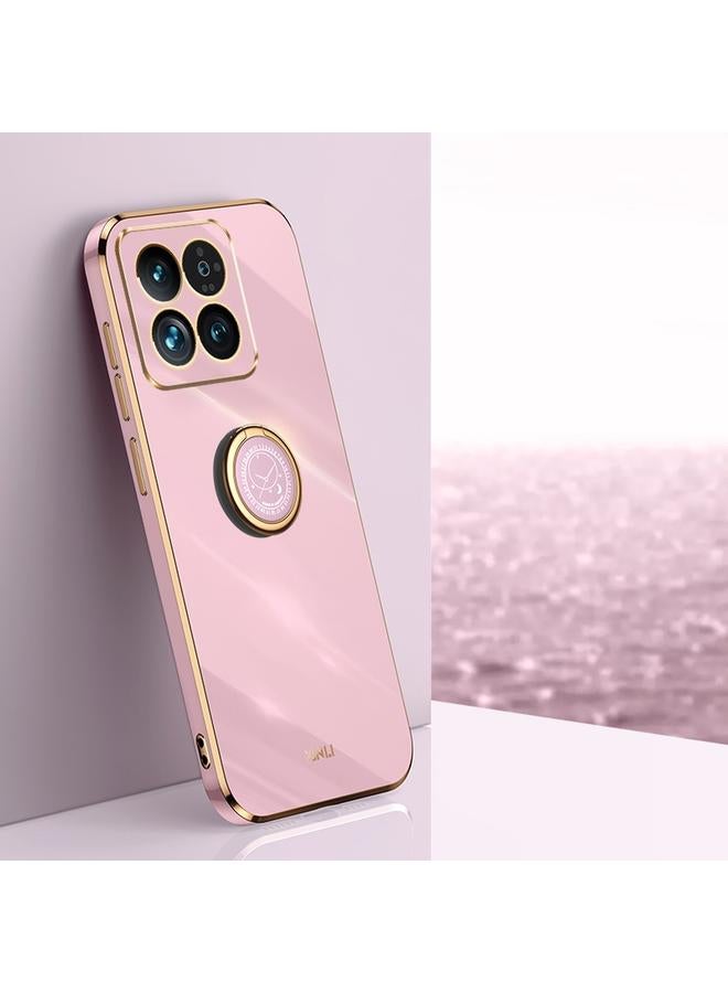 Case For Xiaomi 14 Straight Edge 6D Electroplate TPU Phone Case with Ring Holder