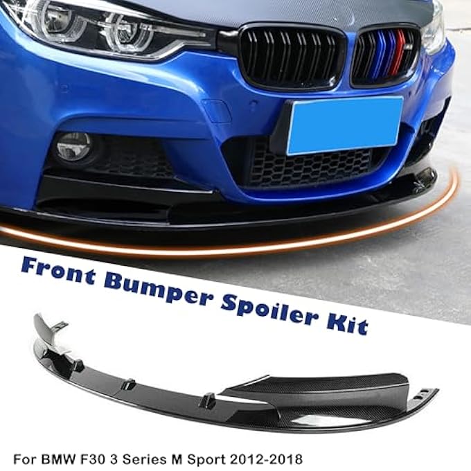 KUBYMOTO Car Front Bumper Spoiler Lip For 2012-2018 BMW F30 3 Series M Sport Carbon Fiber - Image 2